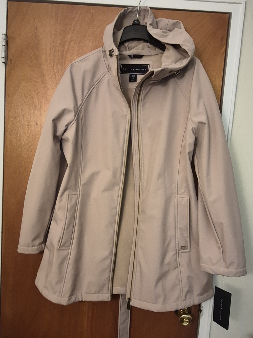 Tommy Hilfiger Women's Hooded Trench Coat in Light Cream